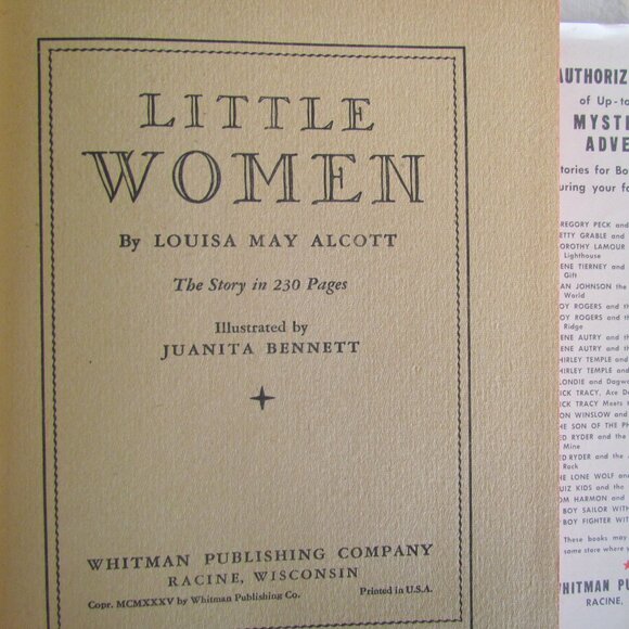 LITTLE WOMEN BOOK by LOUISA MAY ALCOTT, VINTAGE 1935 HC, WHITMAN #2134 ABRIDGED - Picture 11 of 11